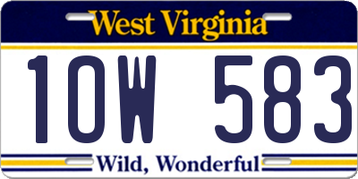 WV license plate 1OW583