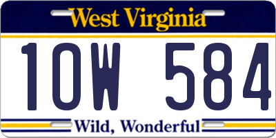 WV license plate 1OW584