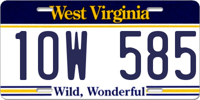 WV license plate 1OW585