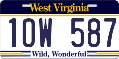 WV license plate 1OW587