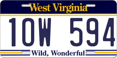 WV license plate 1OW594