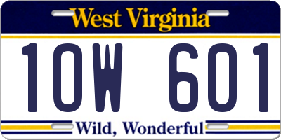 WV license plate 1OW601