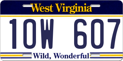 WV license plate 1OW607
