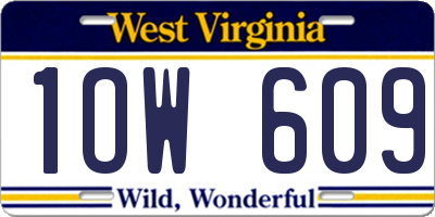 WV license plate 1OW609