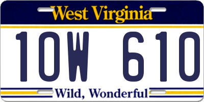 WV license plate 1OW610