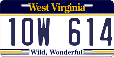 WV license plate 1OW614