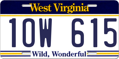 WV license plate 1OW615
