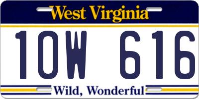 WV license plate 1OW616