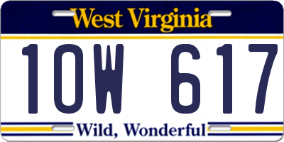WV license plate 1OW617