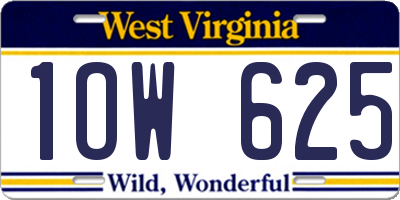 WV license plate 1OW625