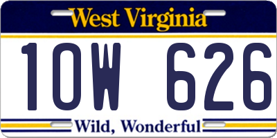 WV license plate 1OW626