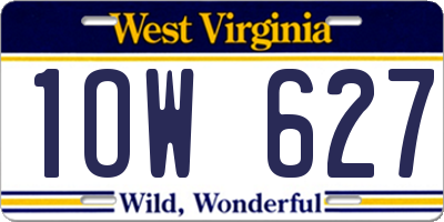 WV license plate 1OW627