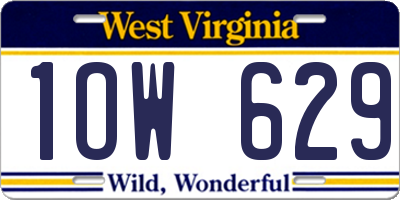 WV license plate 1OW629