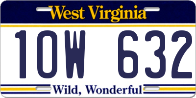 WV license plate 1OW632