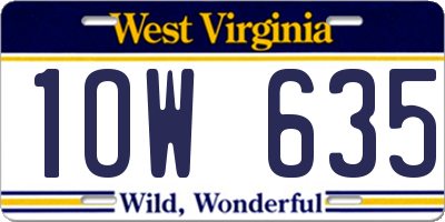 WV license plate 1OW635