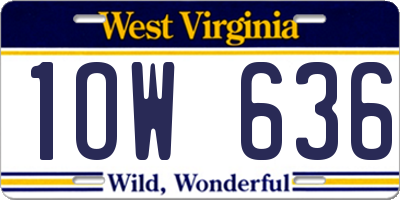 WV license plate 1OW636