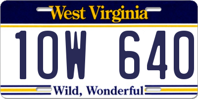 WV license plate 1OW640