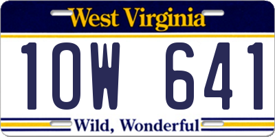 WV license plate 1OW641