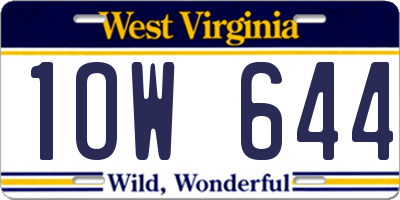 WV license plate 1OW644