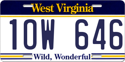 WV license plate 1OW646