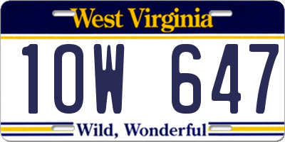 WV license plate 1OW647