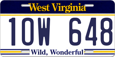 WV license plate 1OW648