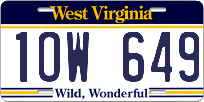 WV license plate 1OW649