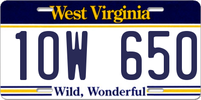WV license plate 1OW650
