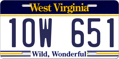 WV license plate 1OW651