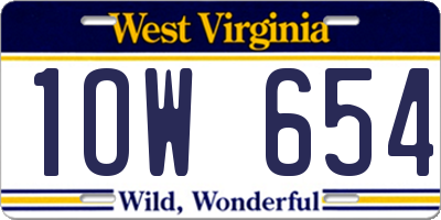 WV license plate 1OW654