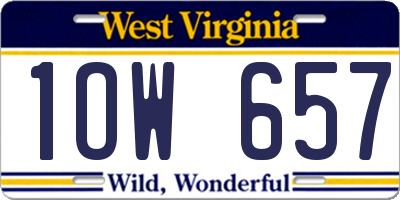 WV license plate 1OW657