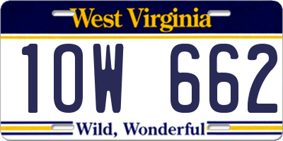 WV license plate 1OW662