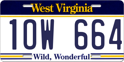 WV license plate 1OW664