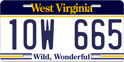 WV license plate 1OW665