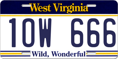 WV license plate 1OW666