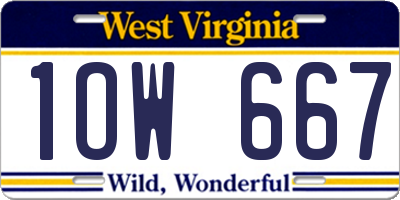 WV license plate 1OW667
