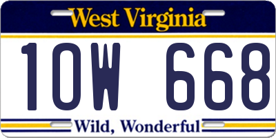 WV license plate 1OW668