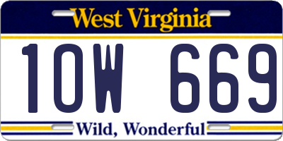 WV license plate 1OW669