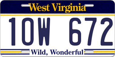 WV license plate 1OW672