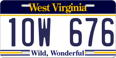 WV license plate 1OW676