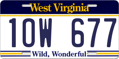 WV license plate 1OW677