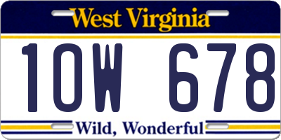 WV license plate 1OW678