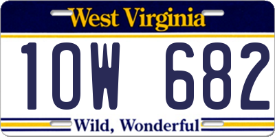 WV license plate 1OW682