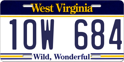 WV license plate 1OW684