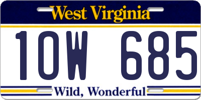 WV license plate 1OW685