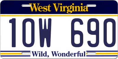 WV license plate 1OW690