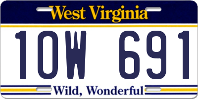 WV license plate 1OW691