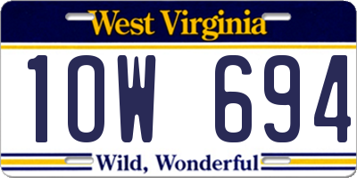 WV license plate 1OW694