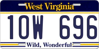 WV license plate 1OW696