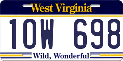 WV license plate 1OW698